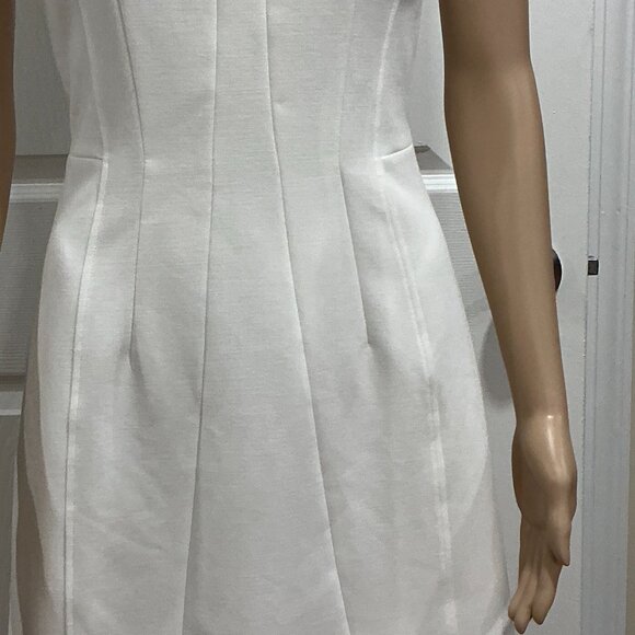 French Connection Whisper Gathered Sleeve Mini Dress Size 2 Off-White - Picture 7 of 13